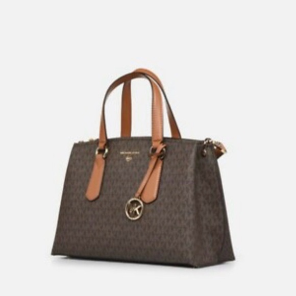 Michael Kors Handbags - Michael Kors Dark Brown Satchel with Tan Accents